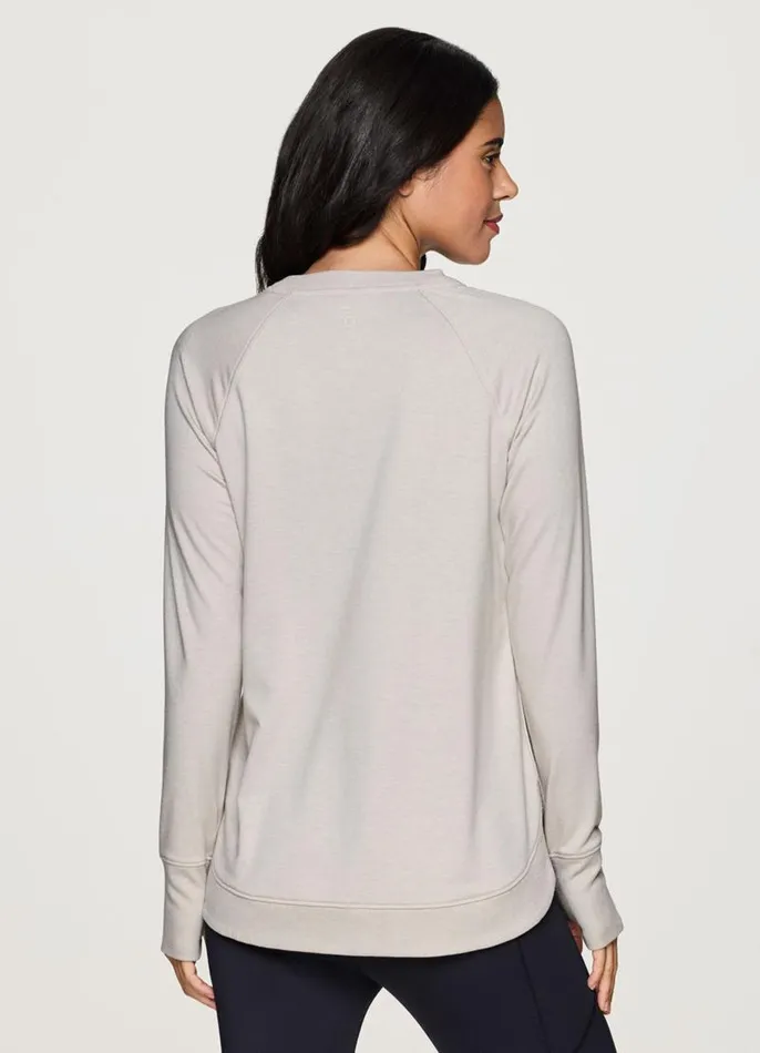 Women Studio French Terry Sweatshirt Sand RBX Active Long Sleeve