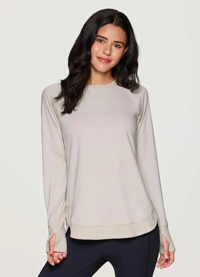 Women Studio French Terry Sweatshirt Sand RBX Active Long Sleeve