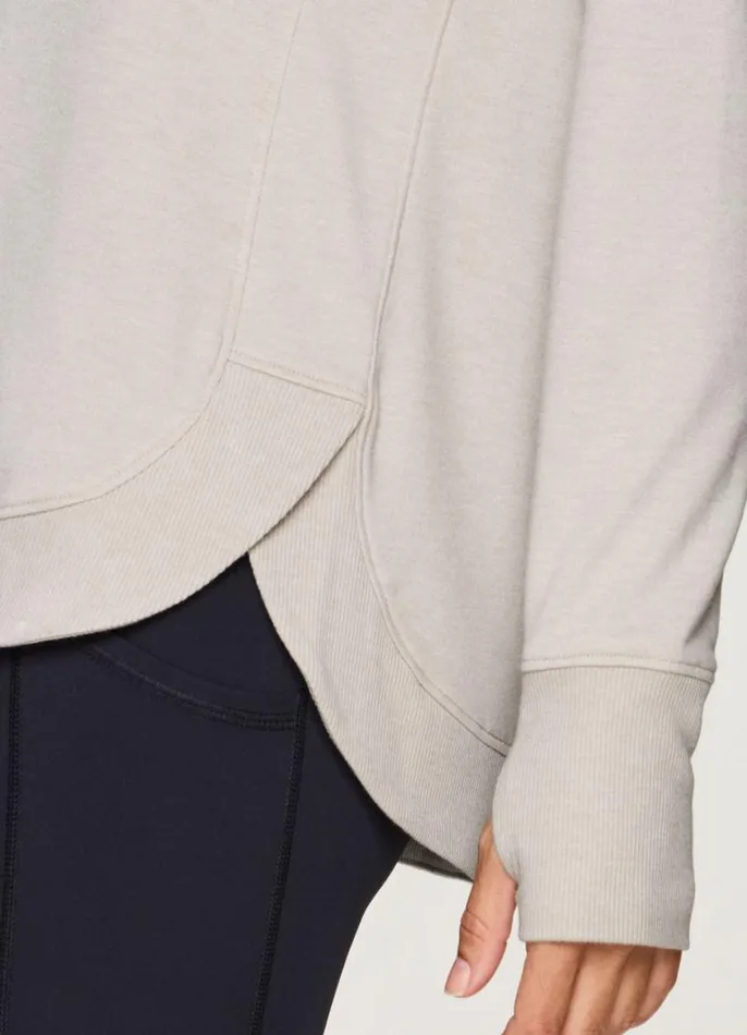 Women Studio French Terry Sweatshirt Sand RBX Active Long Sleeve