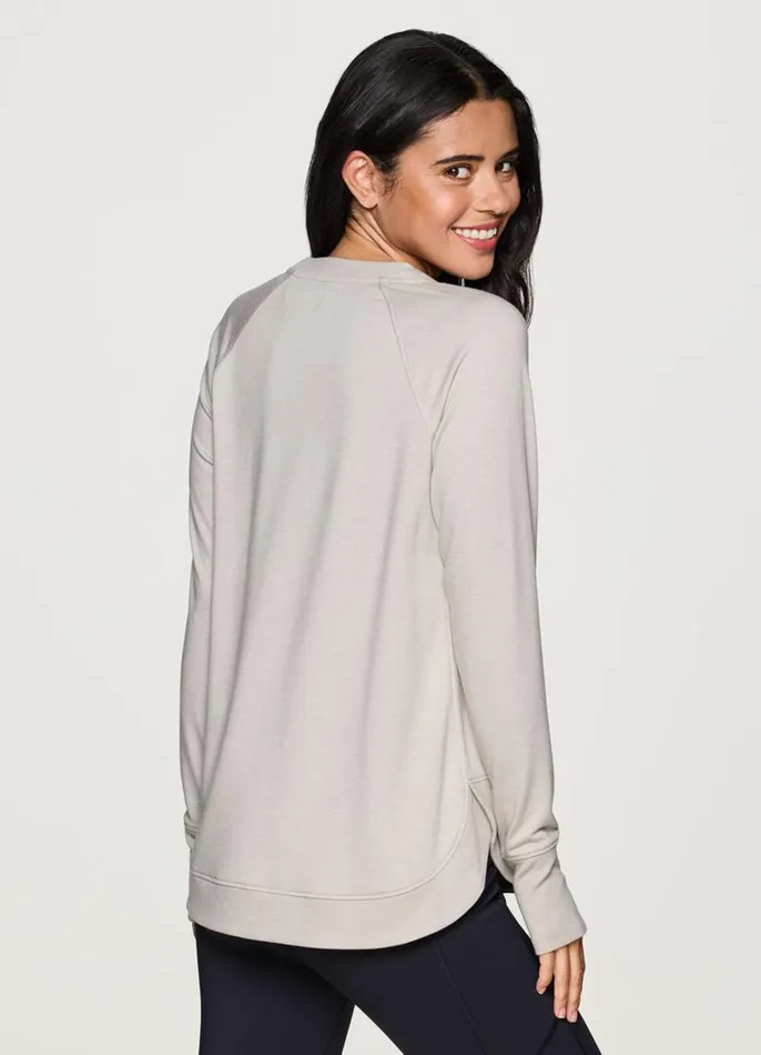 Women Studio French Terry Sweatshirt Sand RBX Active Long Sleeve