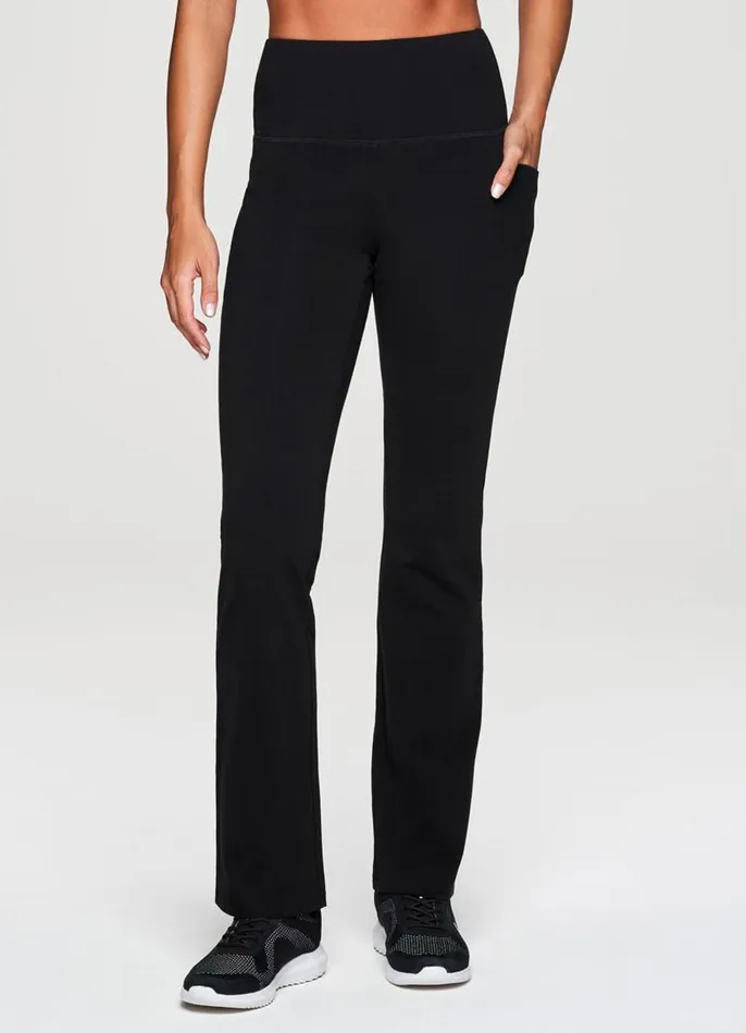 Women Studio Tummy Control Bootcut Pant Black RBX Active Leggings