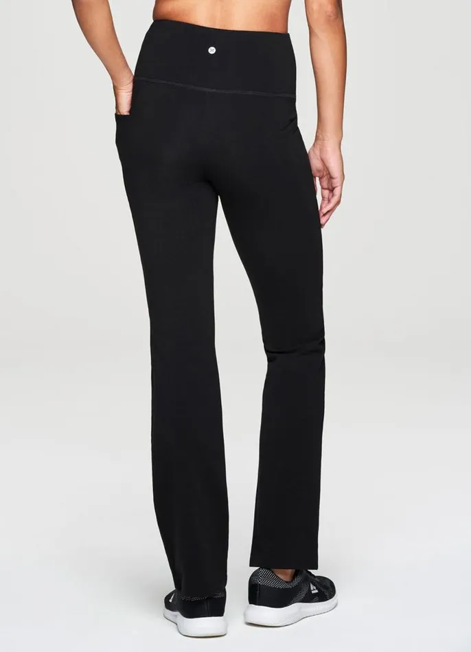 Women Studio Tummy Control Bootcut Pant Black RBX Active Leggings