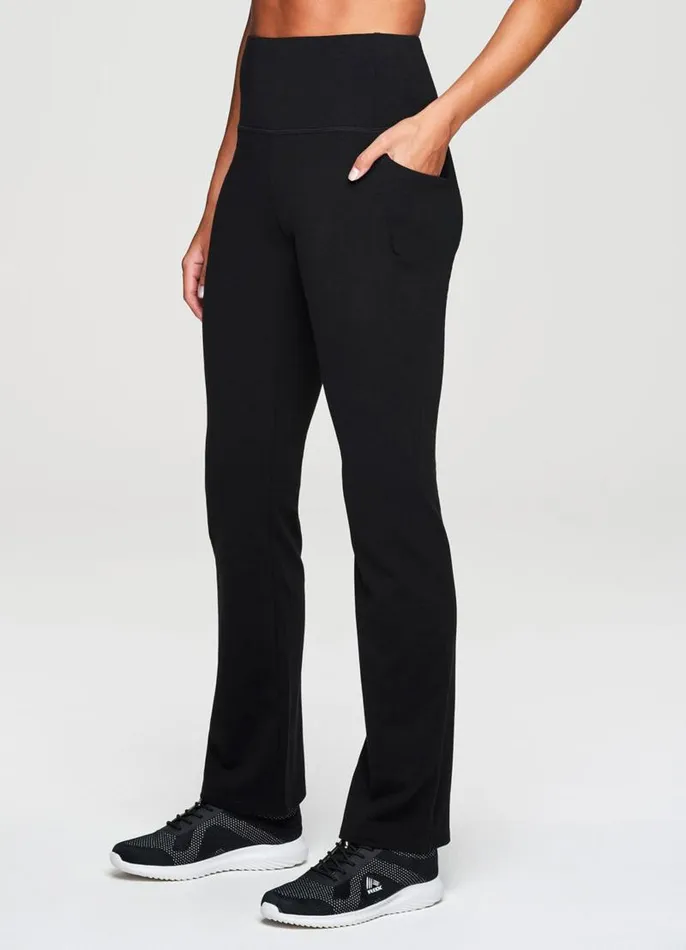 Women Studio Tummy Control Bootcut Pant Black RBX Active Leggings
