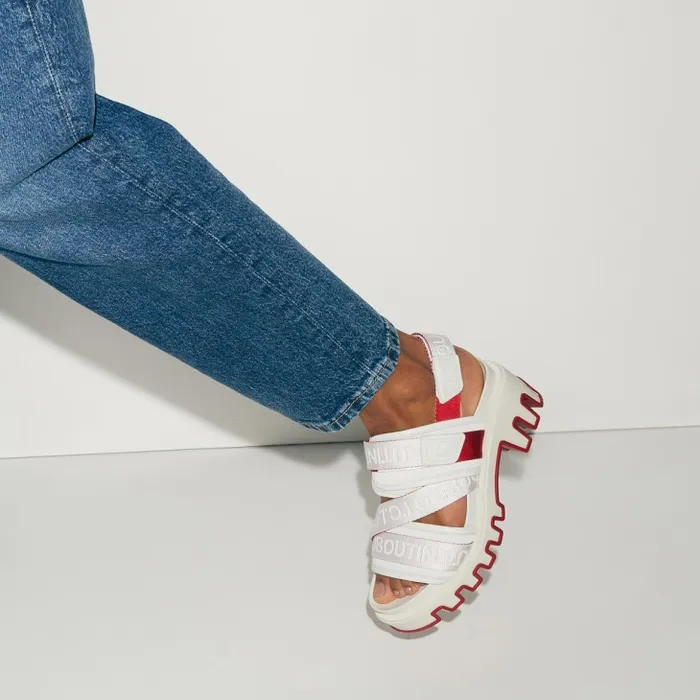 Women Summer Dune 35 Mm Sandals 8211 Nappa Leather Neopren And Ribbon 8211 Bianco Christian Louboutin Platforms