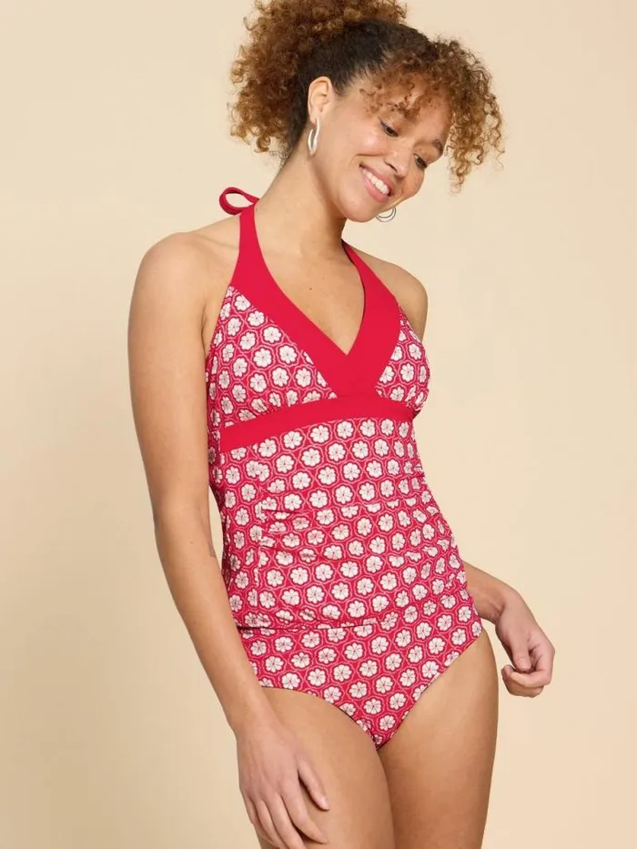 Women Sunshine Reversible Printed Tankini Red Multi White Stuff Swimwear