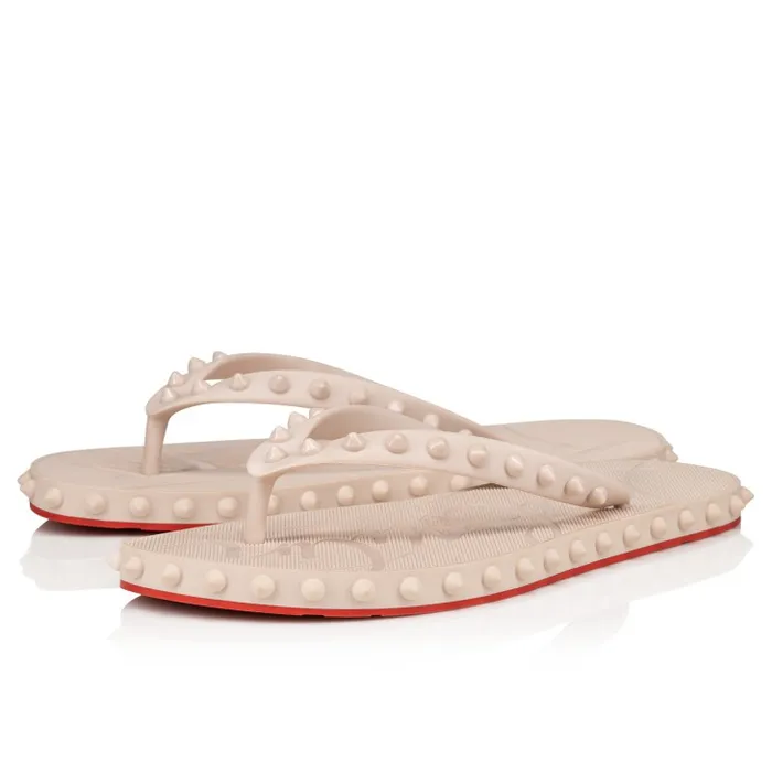 Women Super Loubi Flip Flipflops 8211 Rubber 8211 Leche Christian Louboutin Flats and Loafers