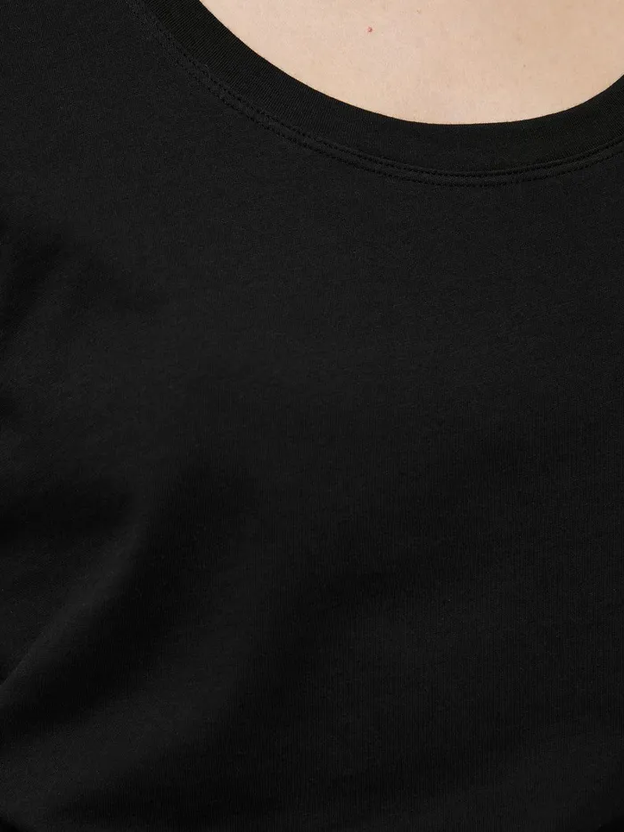 Women Supima Cotton Scoop Neck Tee Black Jigsaw Shirts and Tops