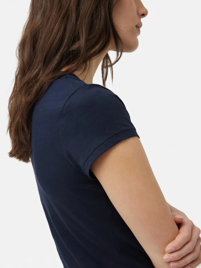 Women Supima Cotton Scoop Neck Tee Navy Jigsaw Shirts and Tops