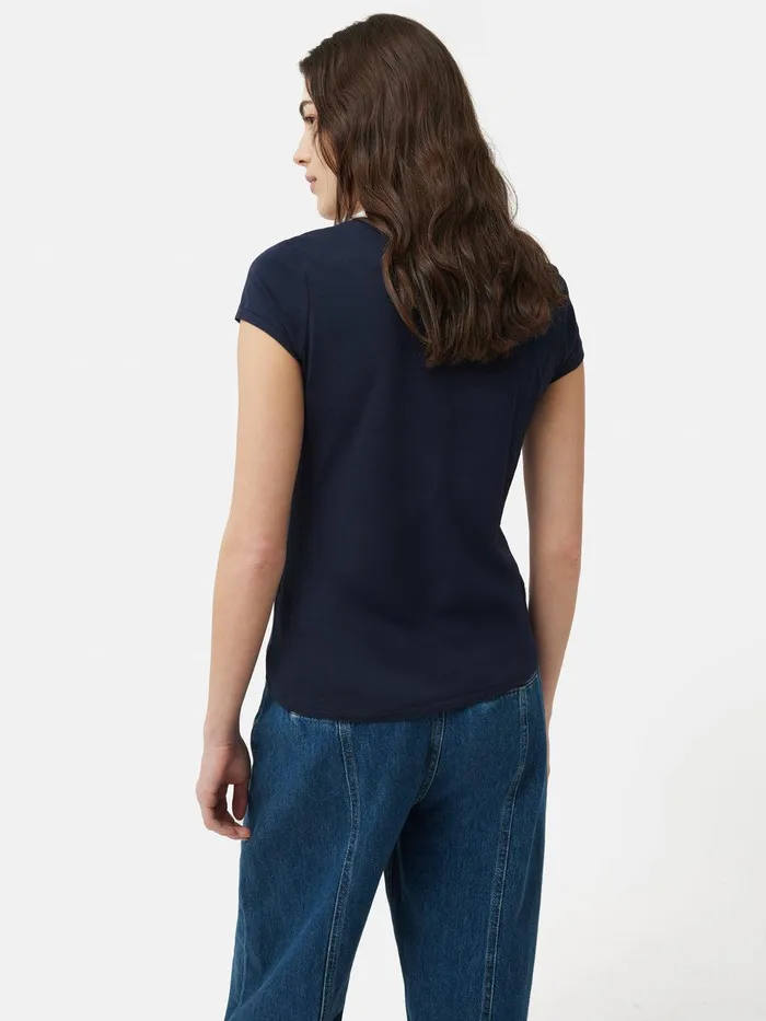 Women Supima Cotton Scoop Neck Tee Navy Jigsaw Shirts and Tops