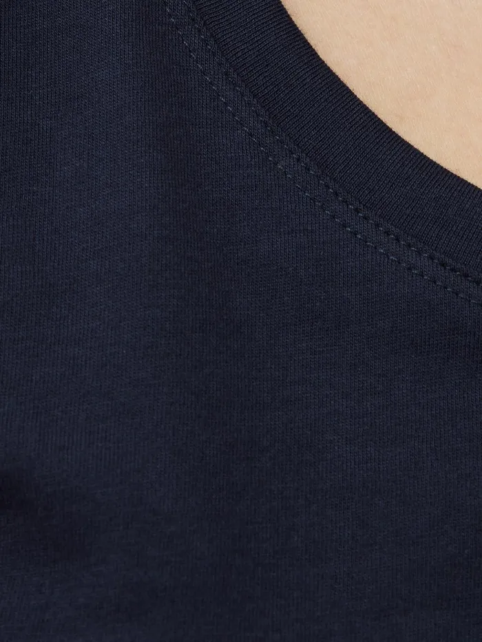 Women Supima Cotton Scoop Neck Tee Navy Jigsaw Shirts and Tops