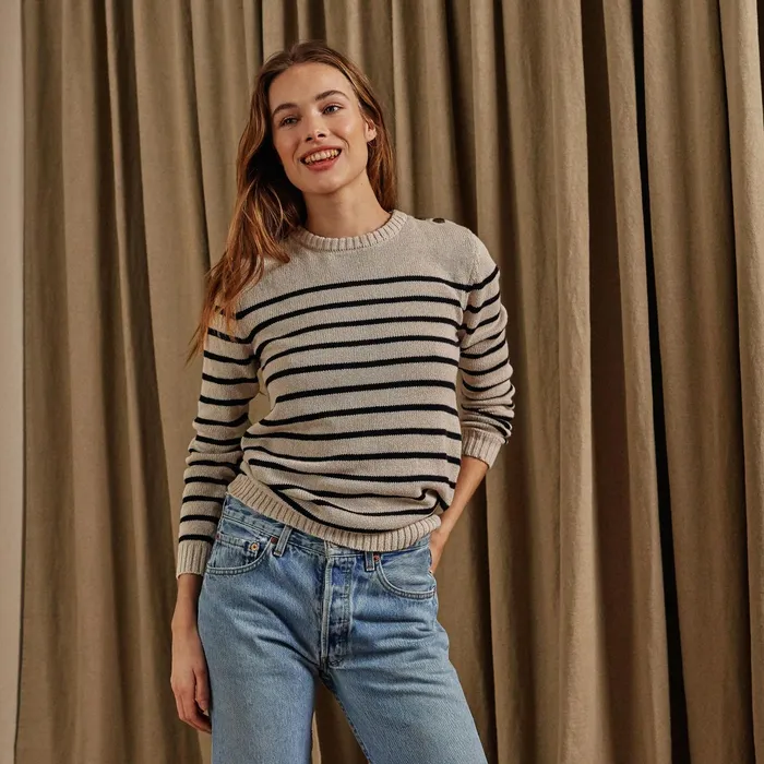 Women Sweaters Love Stories Zadie Sweater Black and White
