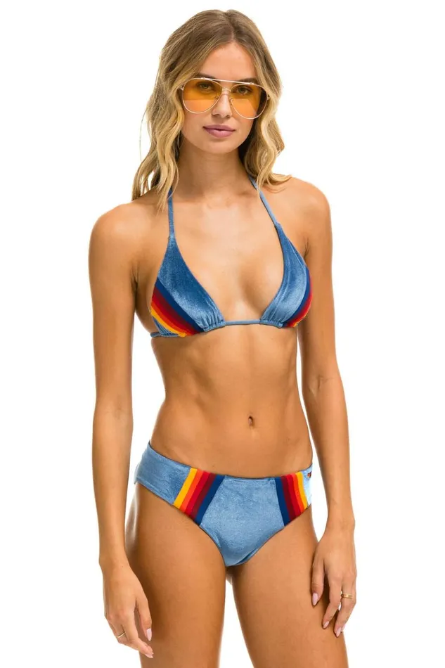 Women Swim Aviator Nation 5 STRIPE VELVET SCRUNCH BIKINI BOTTOM 8211 ISLANDA Women Swim Aviator Nation 5 STRIPE VELVET SCRUNCH BIKINI BOTTOM 8211 ISLANDA