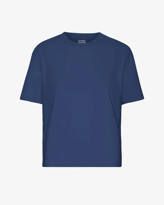 Women TShirts Colorfulstandard Organic Boxy Crop Tee 8211 Marine Blue