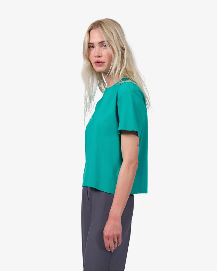 Women TShirts Colorfulstandard Organic Boxy Crop Tee 8211 Marine Blue