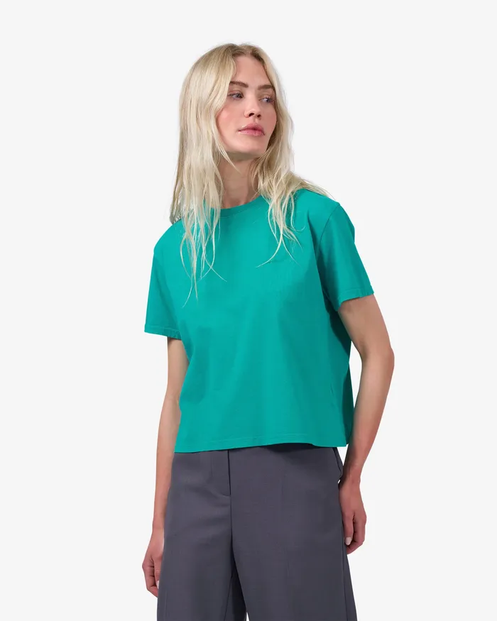 Women TShirts Colorfulstandard Organic Boxy Crop Tee 8211 Marine Blue