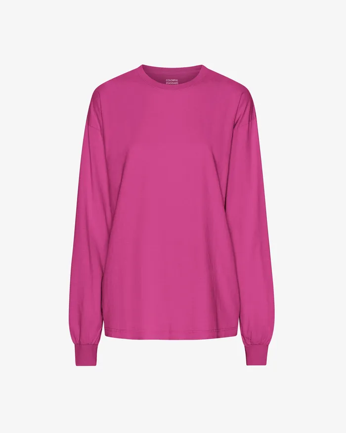 Women TShirts Colorfulstandard Oversized Organic LS TShirt 8211 Magenta Blaze