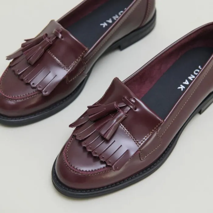 Women Tassel Loafers Burgundy JONAK Loafers