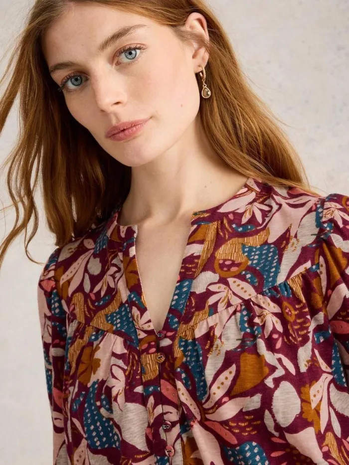 Women TERESA LONGLINE SHIRT Plum Purple Print White Stuff Shirts and Blouses Women TERESA LONGLINE SHIRT Plum Purple Print White Stuff Shirts and Blouses