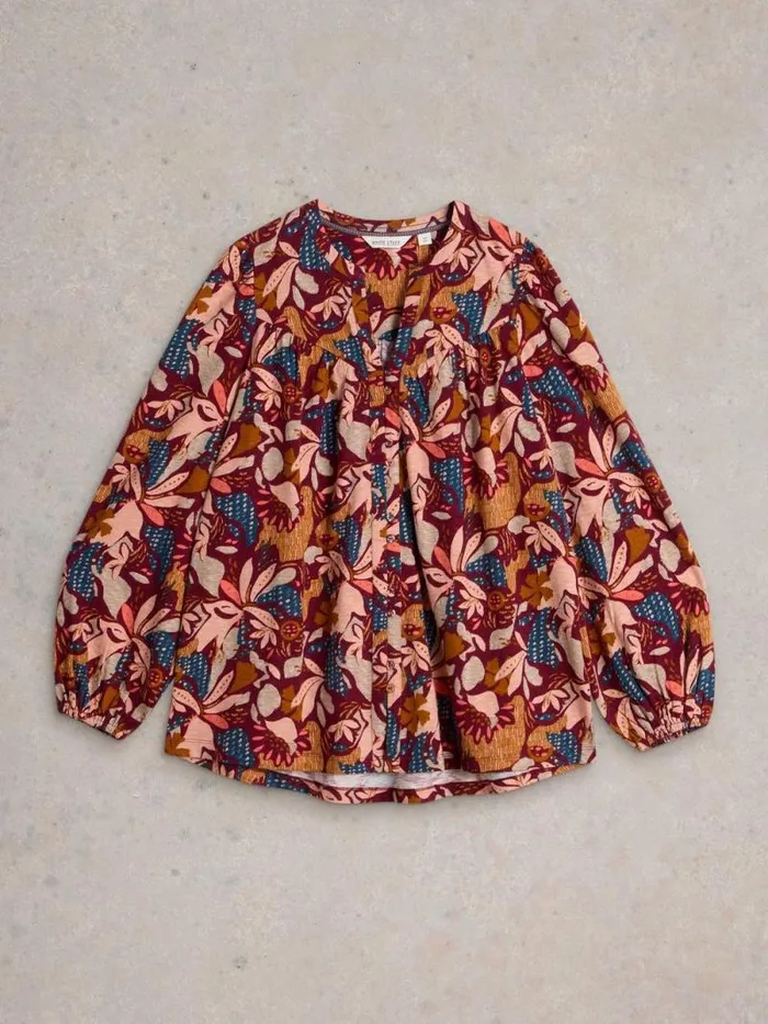 Women TERESA LONGLINE SHIRT Plum Purple Print White Stuff Shirts and Blouses Women TERESA LONGLINE SHIRT Plum Purple Print White Stuff Shirts and Blouses