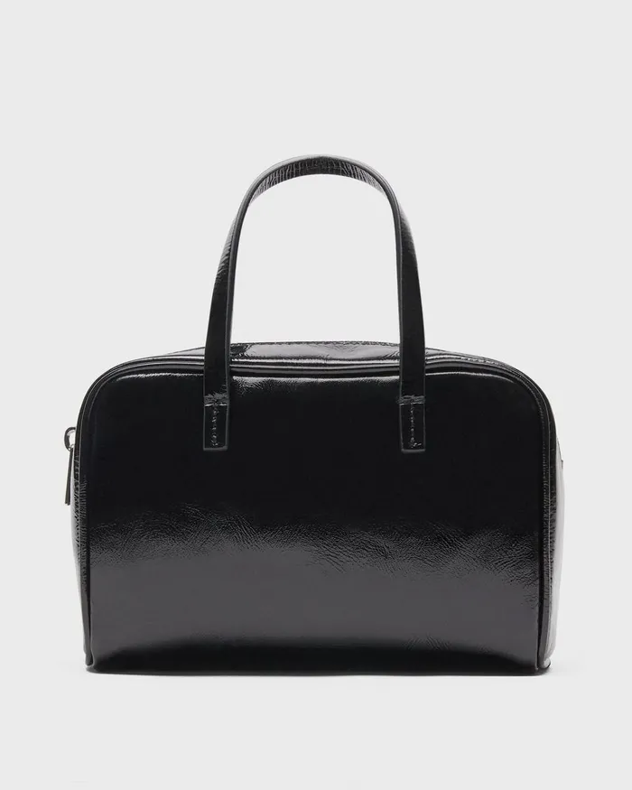 Women Theory Bags Mini Pillow Bag In Crinkled Patent Leather Black