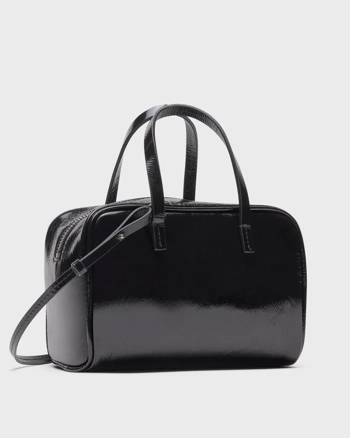 Women Theory Bags Mini Pillow Bag In Crinkled Patent Leather Black