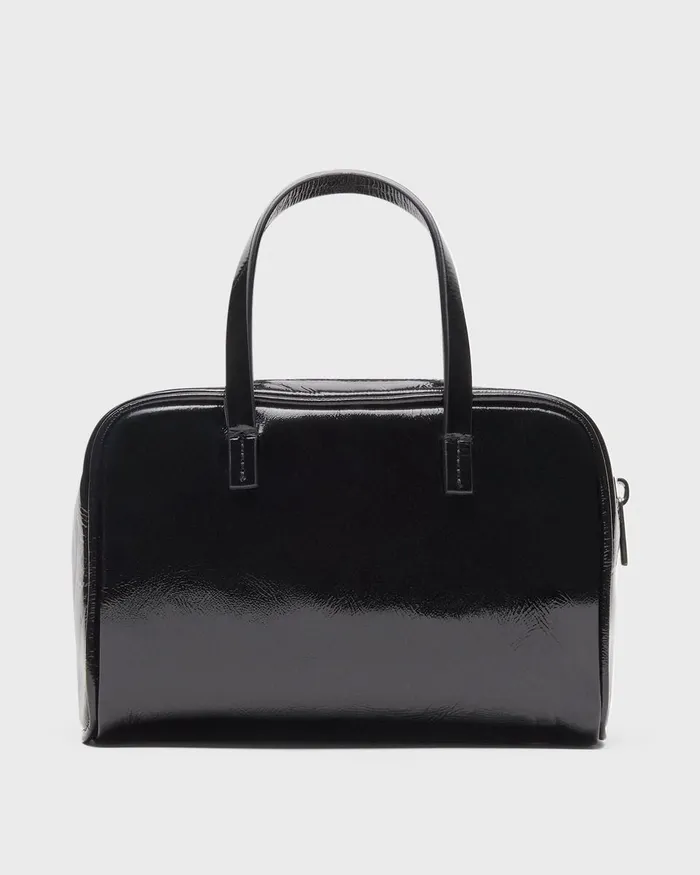Women Theory Bags Mini Pillow Bag In Crinkled Patent Leather Black
