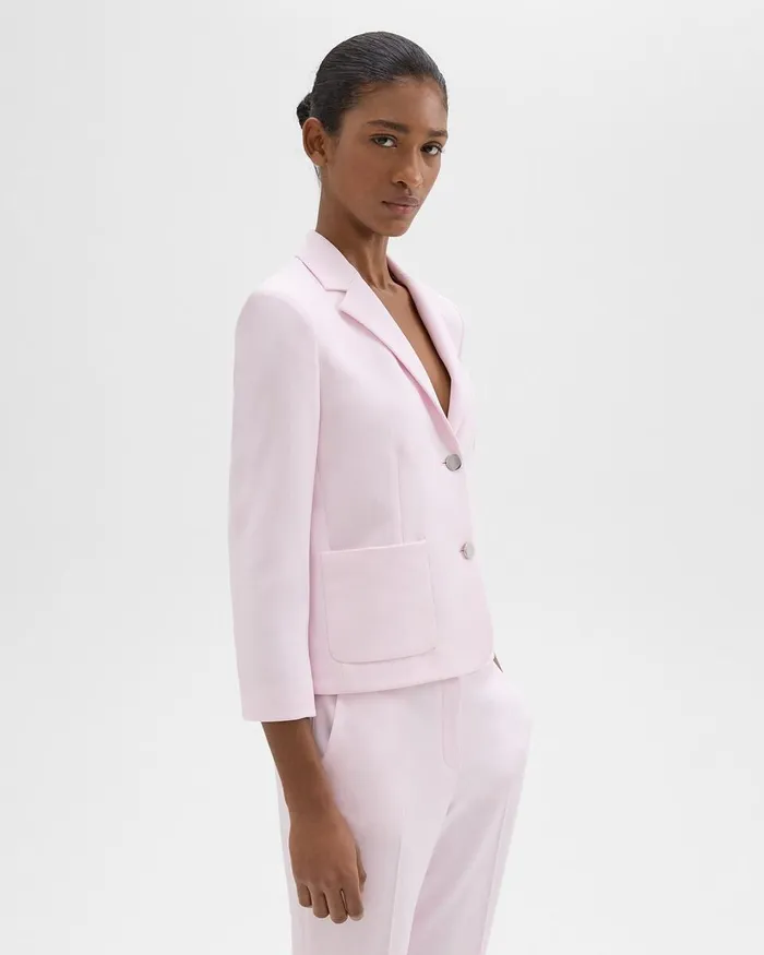 Women Theory Blazers Jackets Boxy Patch Pocket Blazer In Admiral Crepe Bloom