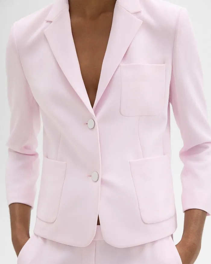 Women Theory Blazers Jackets Boxy Patch Pocket Blazer In Admiral Crepe Bloom
