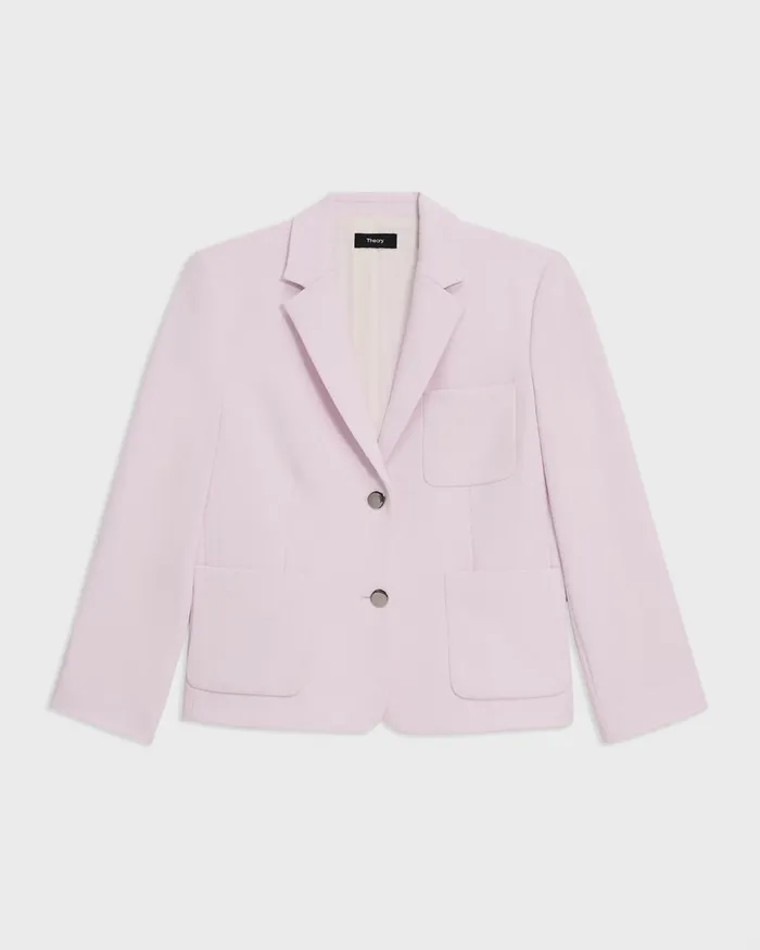 Women Theory Blazers Jackets Boxy Patch Pocket Blazer In Admiral Crepe Bloom