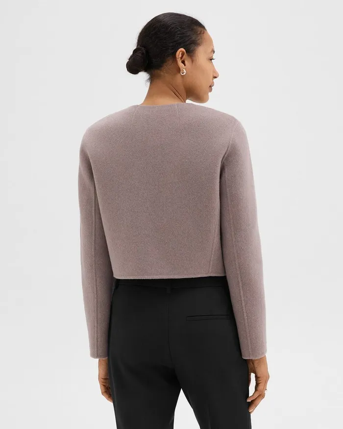 Women Theory Blazers Jackets Cardigan Jacket In DoubleFace WoolCashmere Cinder Melange