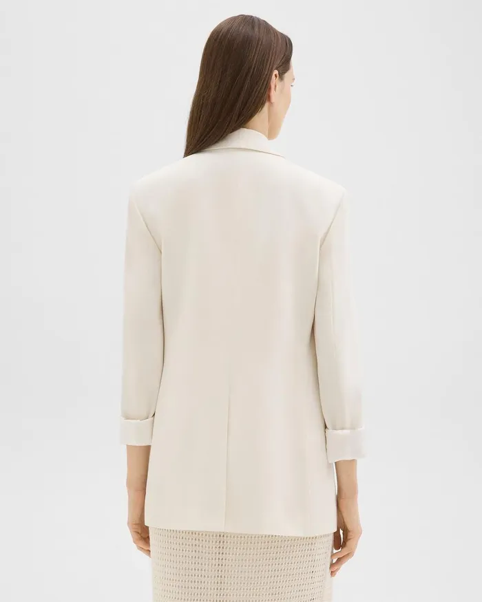 Women Theory Blazers Jackets Rolled Sleeve Blazer In Striped Admiral Crepe Rice