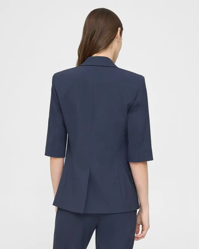 Women Theory Blazers Jackets ShortSleeve Blazer In Stretch Wool Nocturne Navy