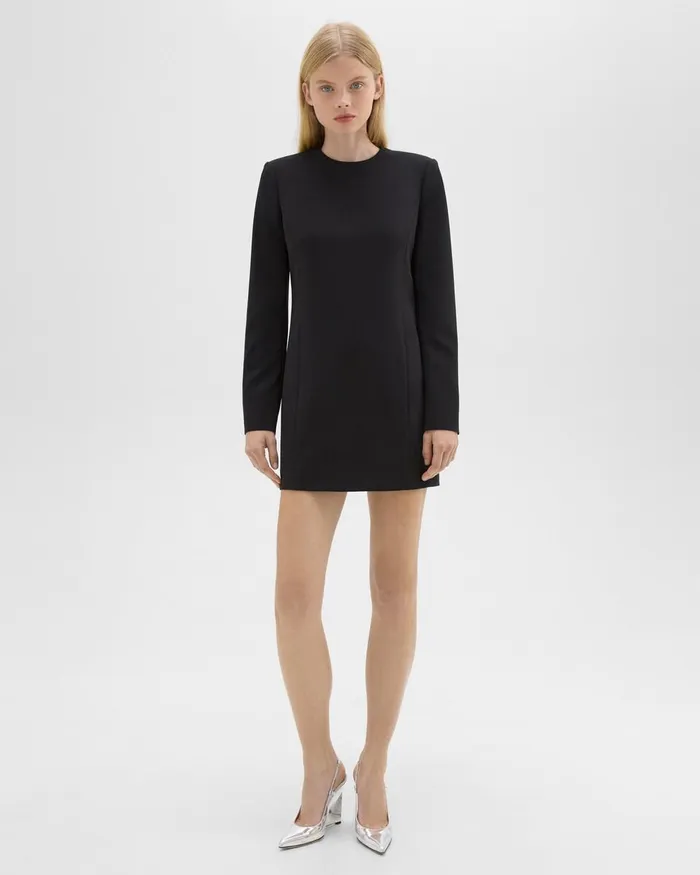 Women Theory Dresses Mini Tunic Dress In Crepe Black