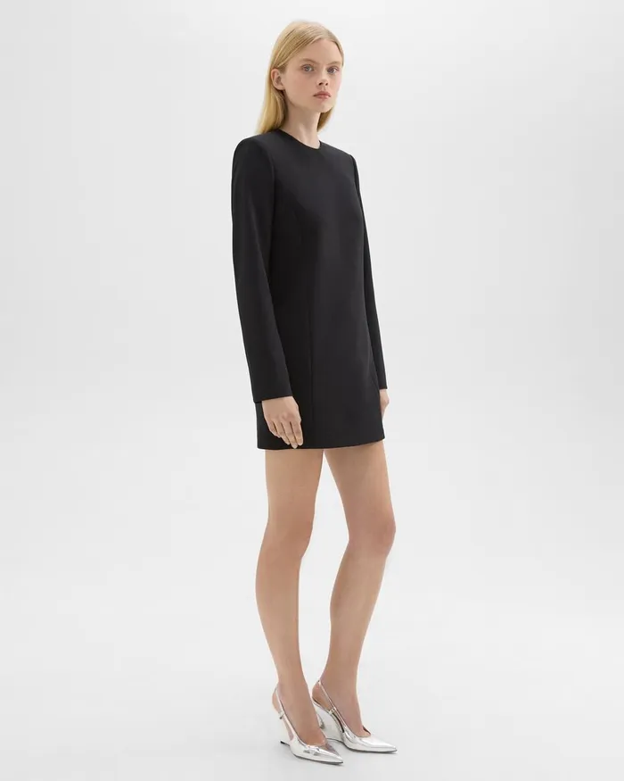 Women Theory Dresses Mini Tunic Dress In Crepe Black