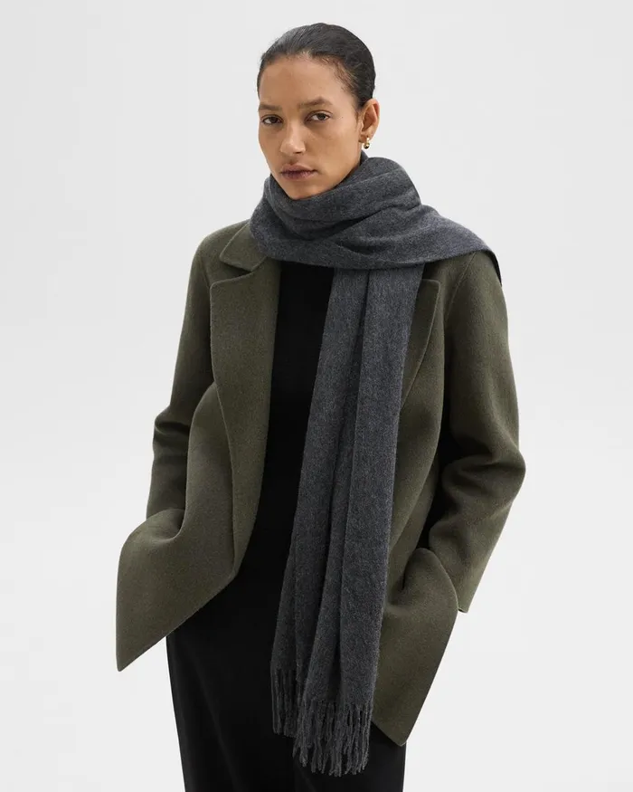 Women Theory Hats Gloves Scarves Classic Scarf In Cashmere Charcoal Melange
