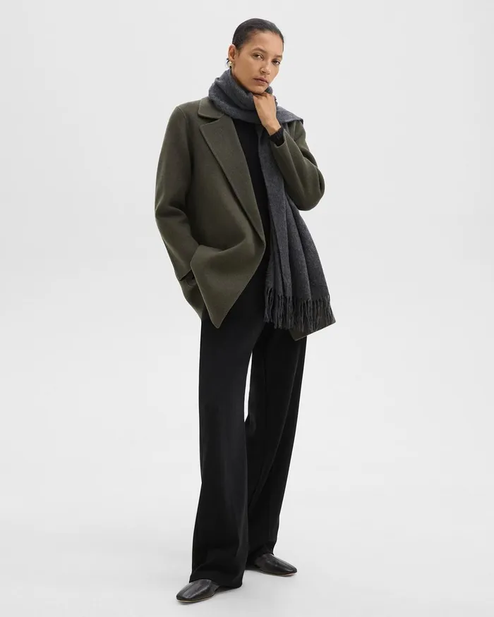 Women Theory Hats Gloves Scarves Classic Scarf In Cashmere Charcoal Melange
