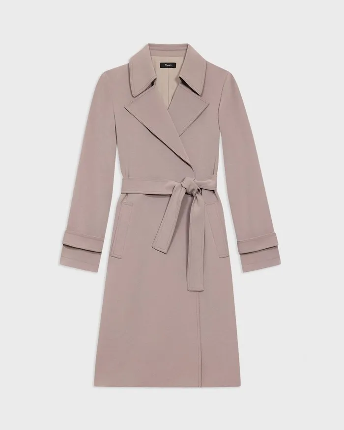 Women Theory Outerwear Oaklane Trench Coat In Admiral Crepe Cinder