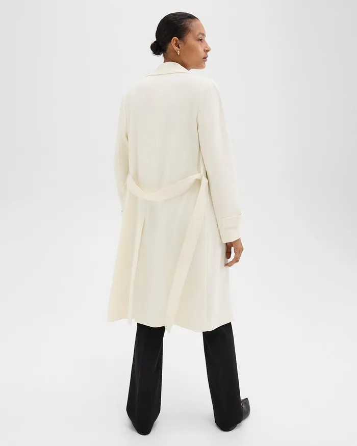 Women Theory Outerwear Oaklane Trench Coat In Admiral Crepe Rice