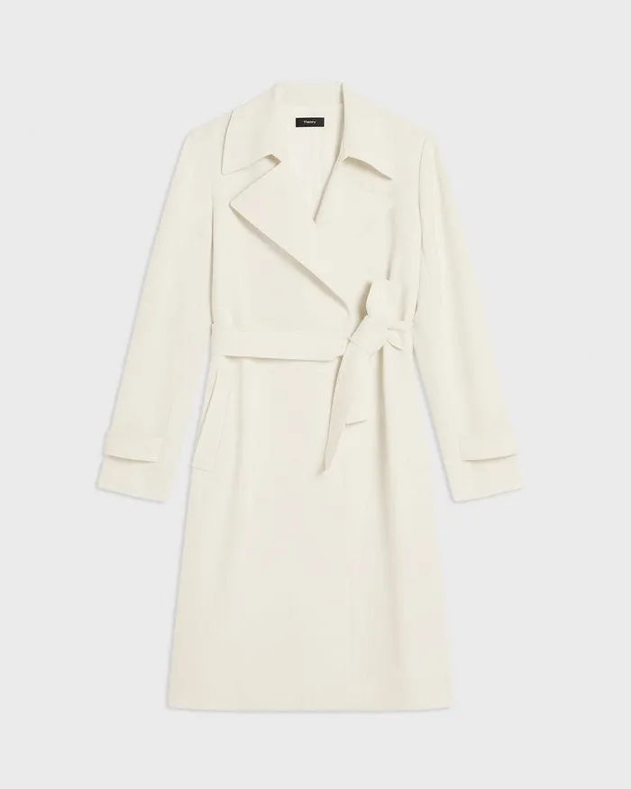 Women Theory Outerwear Oaklane Trench Coat In Admiral Crepe Rice