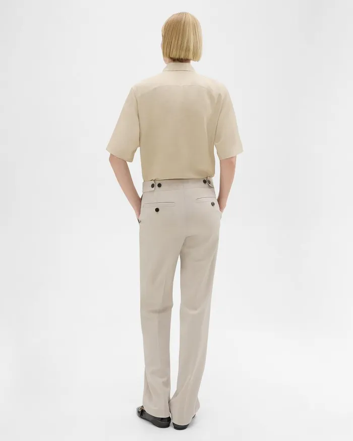 Women Theory Pants Adjustable Wool Gabardine Pant Aged Flax