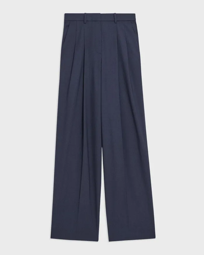 Women Theory Pants Double Pleat Pant In Good Wool Nocturne Navy