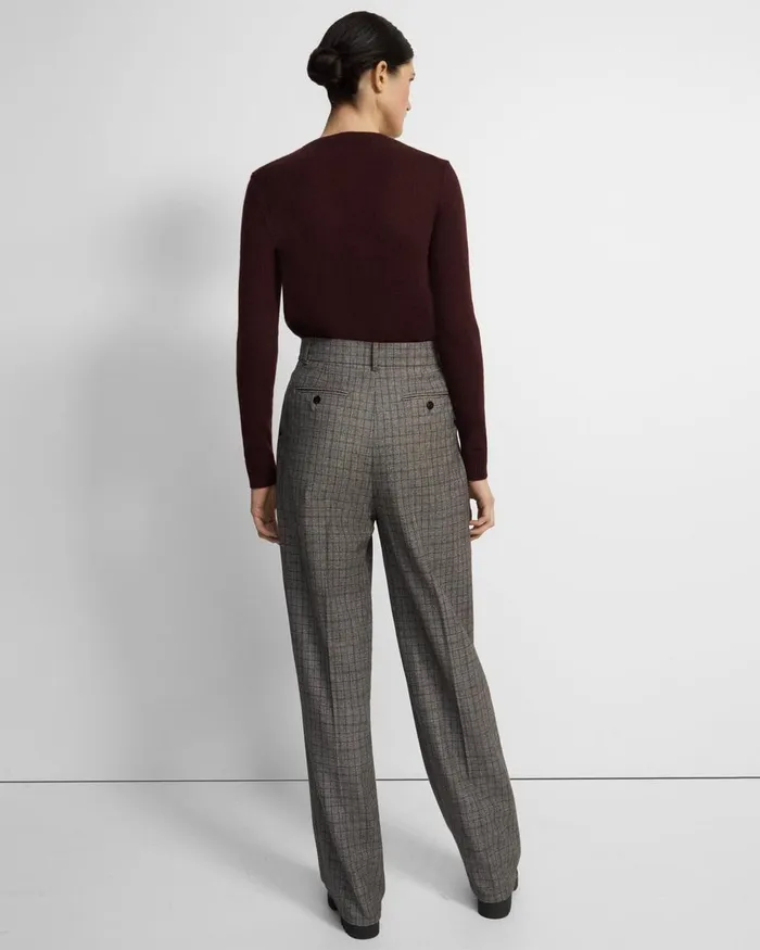 Women Theory Pants Pleated WideLeg Pant In Wool Flannel Multi