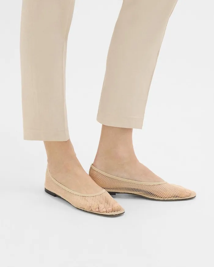 Women Theory Shoes Ballet Flat In Mesh Light Nude