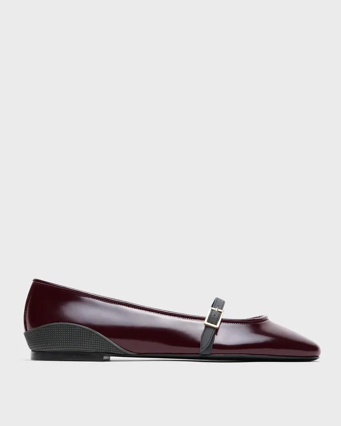Women Theory Shoes Leather Ballerina Flat Bordeaux