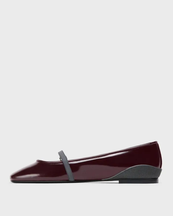 Women Theory Shoes Leather Ballerina Flat Bordeaux