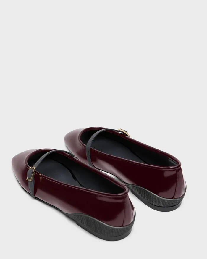 Women Theory Shoes Leather Ballerina Flat Bordeaux