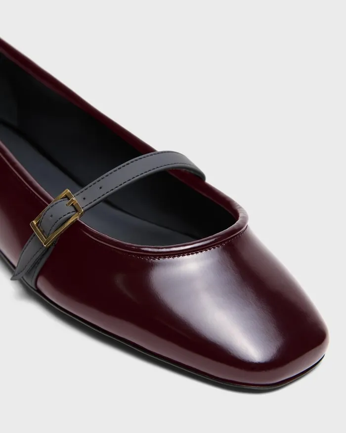 Women Theory Shoes Leather Ballerina Flat Bordeaux