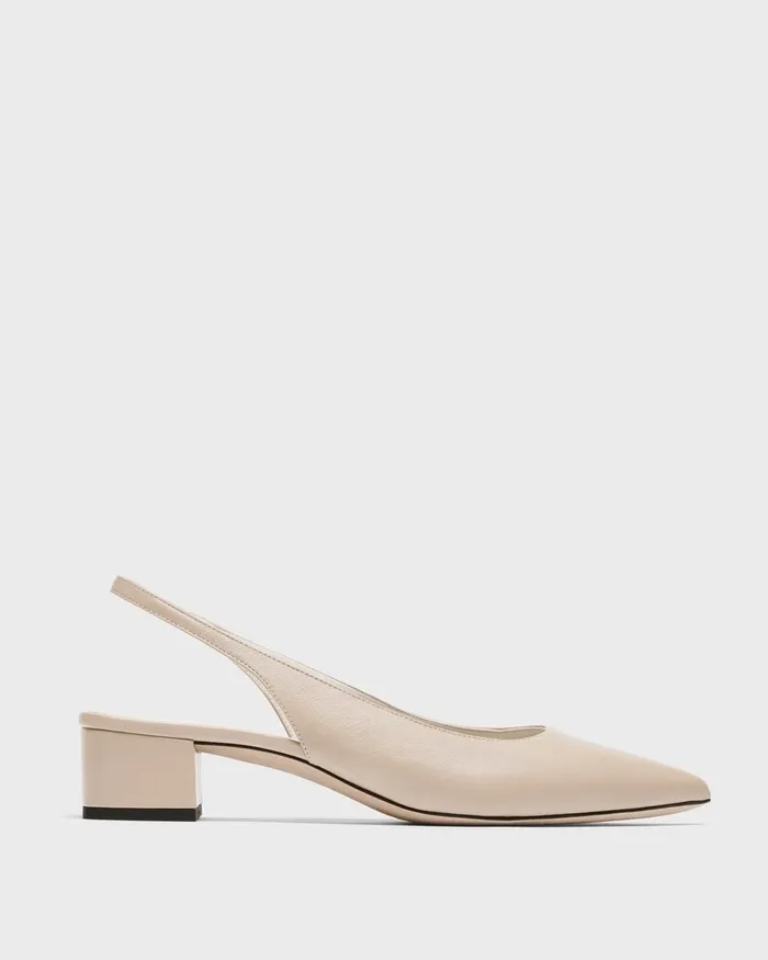 Women Theory Shoes Slingback Pump In Leather Light Nude