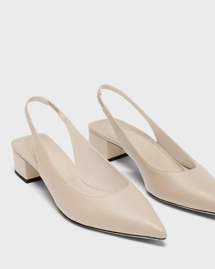 Women Theory Shoes Slingback Pump In Leather Light Nude