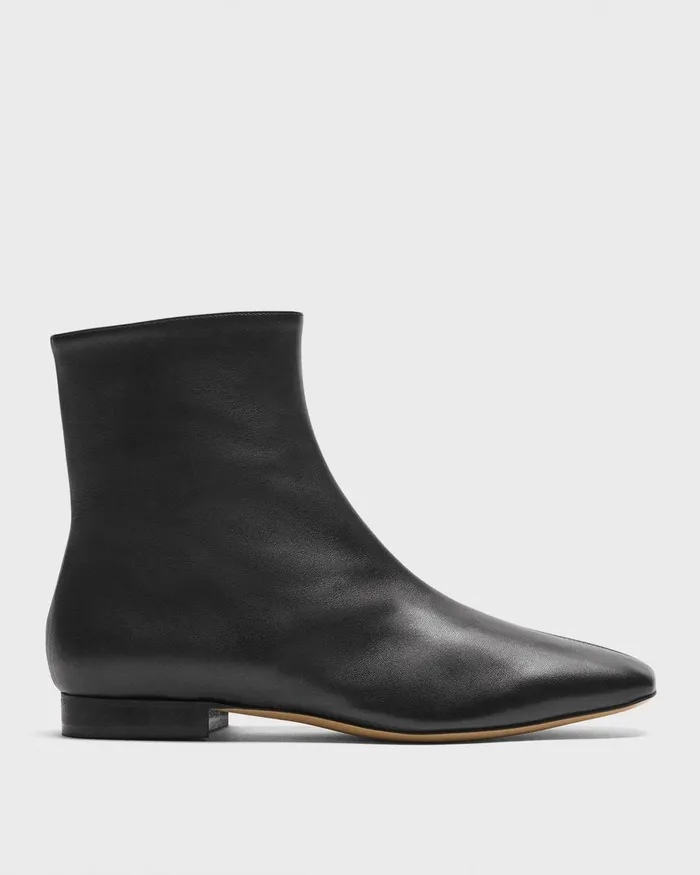 Women Theory Shoes Zip Bootie In Leather Black